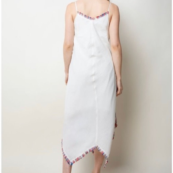 THML Embroidered Strap Long Dress. Medium. Cream with red and blue detail. - Picture 2 of 4
